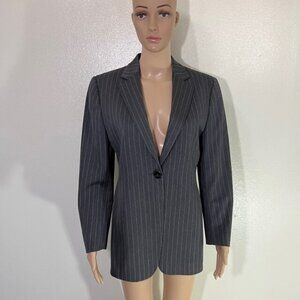 Womens Isaia Napoli Gray Pink Striped Wool Blazer Jacket Size 42